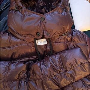 Calvin Klein Shiny Burgundy Puffer Jacket